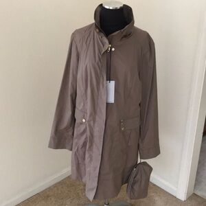 NWT! COLE HAAN Size XL Hooded Trench Coat with shine